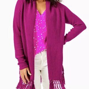 Lilly Pulitzer Tatum Cardigan Bordeaux Berry Metallic Size XS